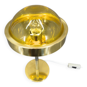 1970s Space Age Table Lamp Brass Glass Kamenický Šenov