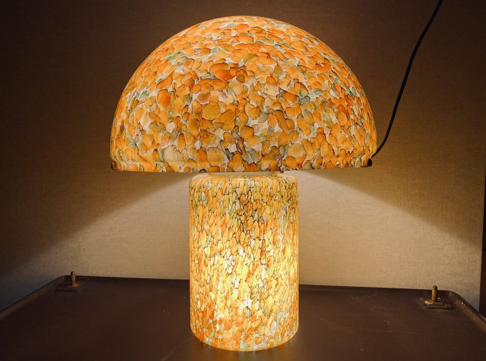 Orange mushroom lamp from Peill and Putzler, 1970s