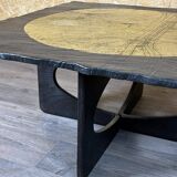 60s 70s Brutalist Coffee Table Side Table Slate Top Design