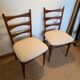Pair of vintage wood and corduroy chairs
