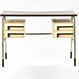 Desk with tubular base in chromed metal