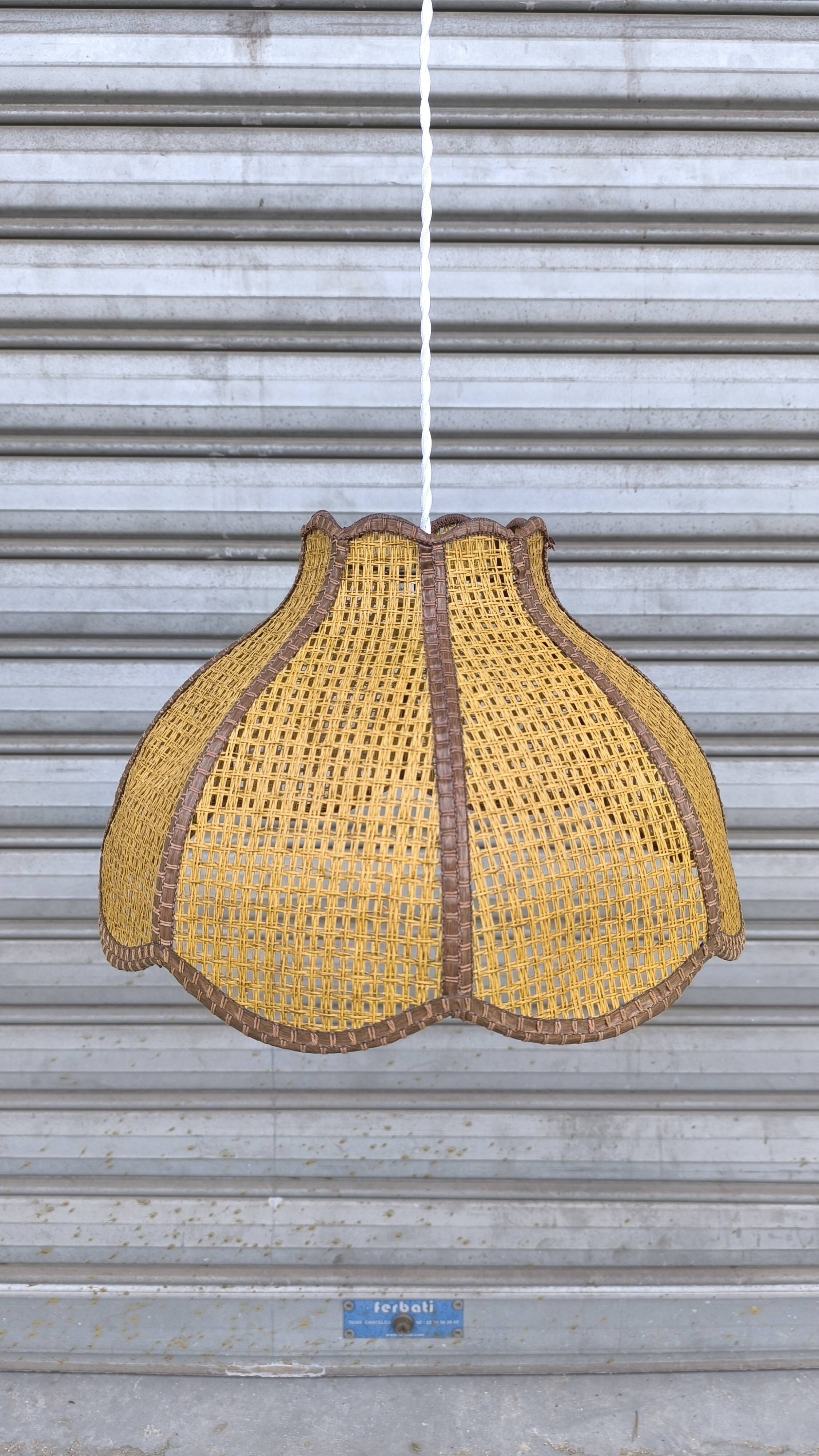 1950s rattan pendant light