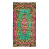 Overdyed Wool Vintage Handmade Carved Rug 169 cm x 288 cm