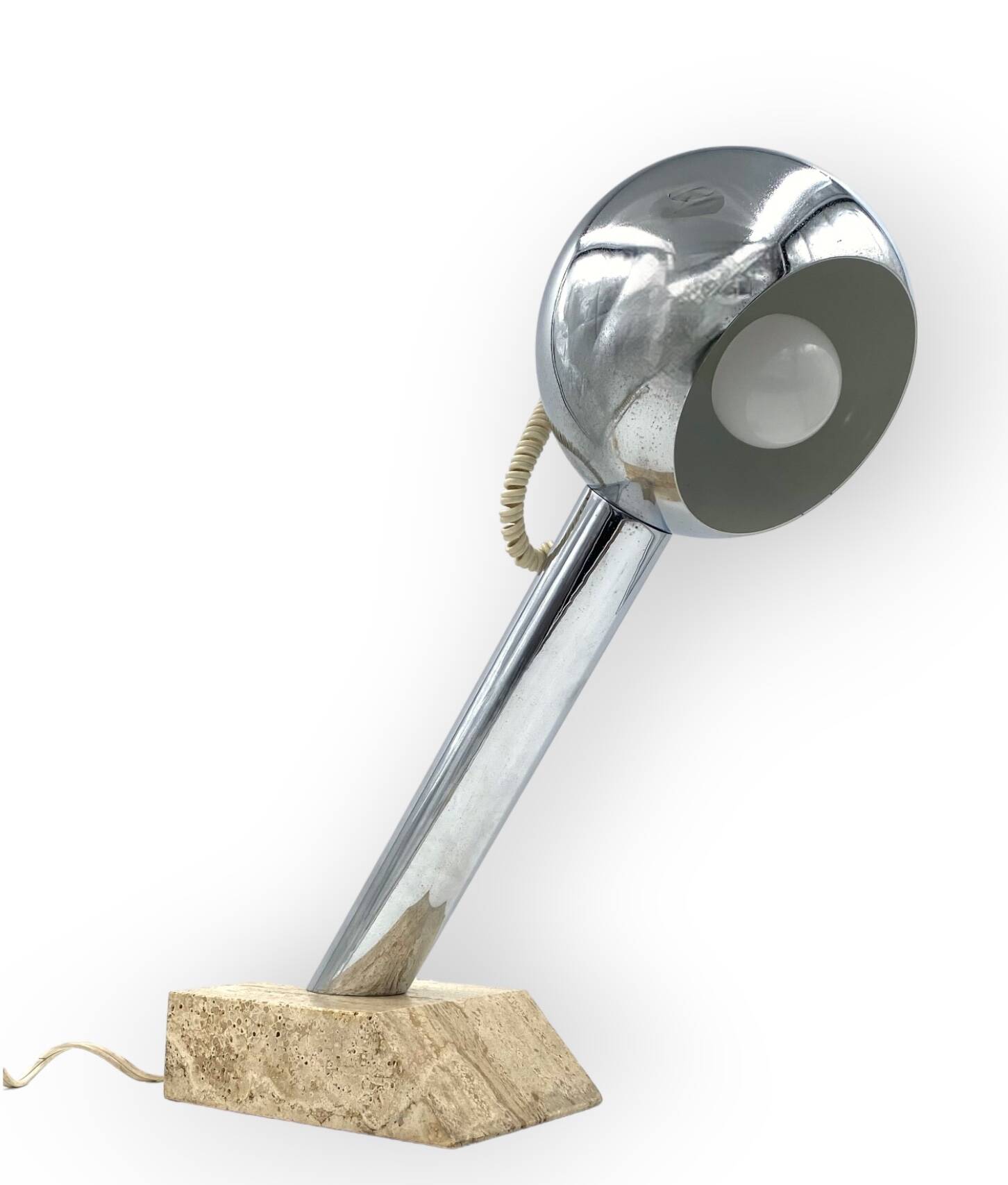 Brutalist travertine table lamp, Italy 1970s