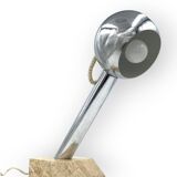 Brutalist travertine table lamp, Italy 1970s