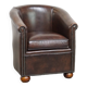 luxury dark leather club chair with English-style ball feet