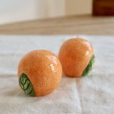 Salière poivrier vintage barbotine forme d'orange