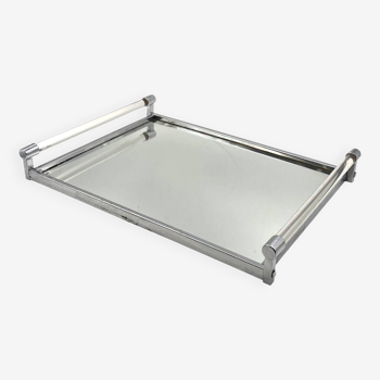 Jacques Adnet, Modernist lucite mirrored tray, Maison Adnet, France 1940s