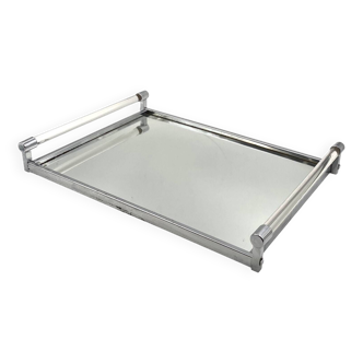 Jacques Adnet, Modernist lucite mirrored tray, Maison Adnet, France 1940s