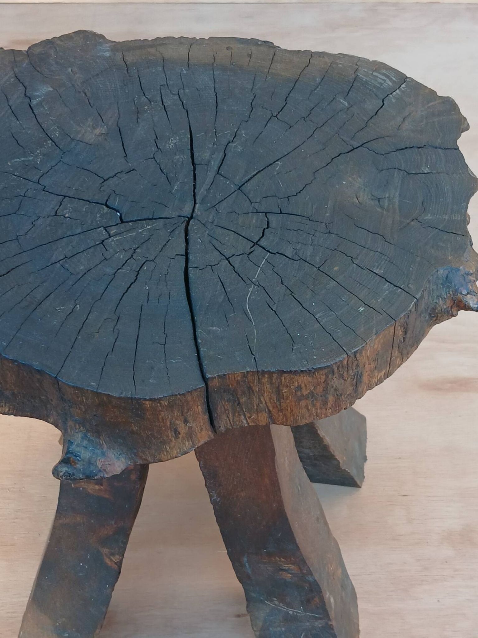 Brutalist oak stool
