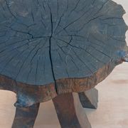 Brutalist oak stool