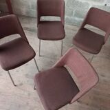 Set of 4 designer chairs from the 60s, chrome and fabrics