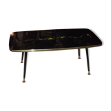 1960 compass foot coffee table, abstract decoration tray under glass.