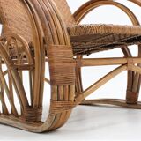 Fauteuil en rotin inclinable italien des années 1950