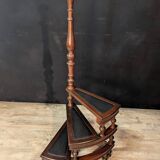Spiral library staircase in mahogany