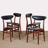 Set of 4 vintage wooden chairs in Scandinavian style, 1960.