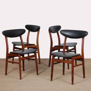 Set of 4 vintage wooden chairs in Scandinavian style, 1960.