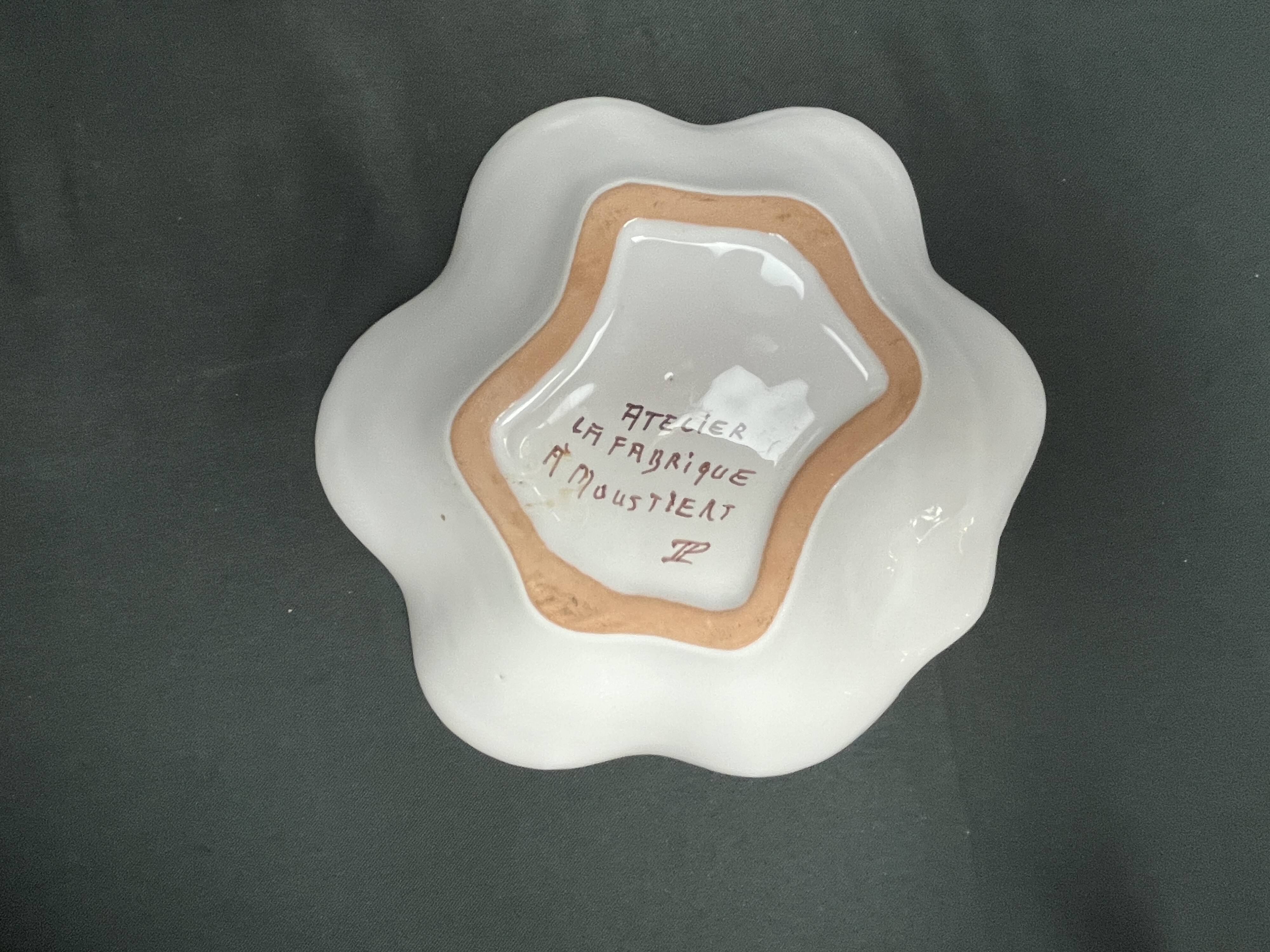 Set of three ceramics with floral decoration from Moustiers, 20th century