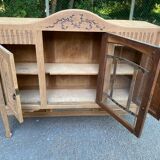 Vintage solid wood art deco 1940s display cabinet