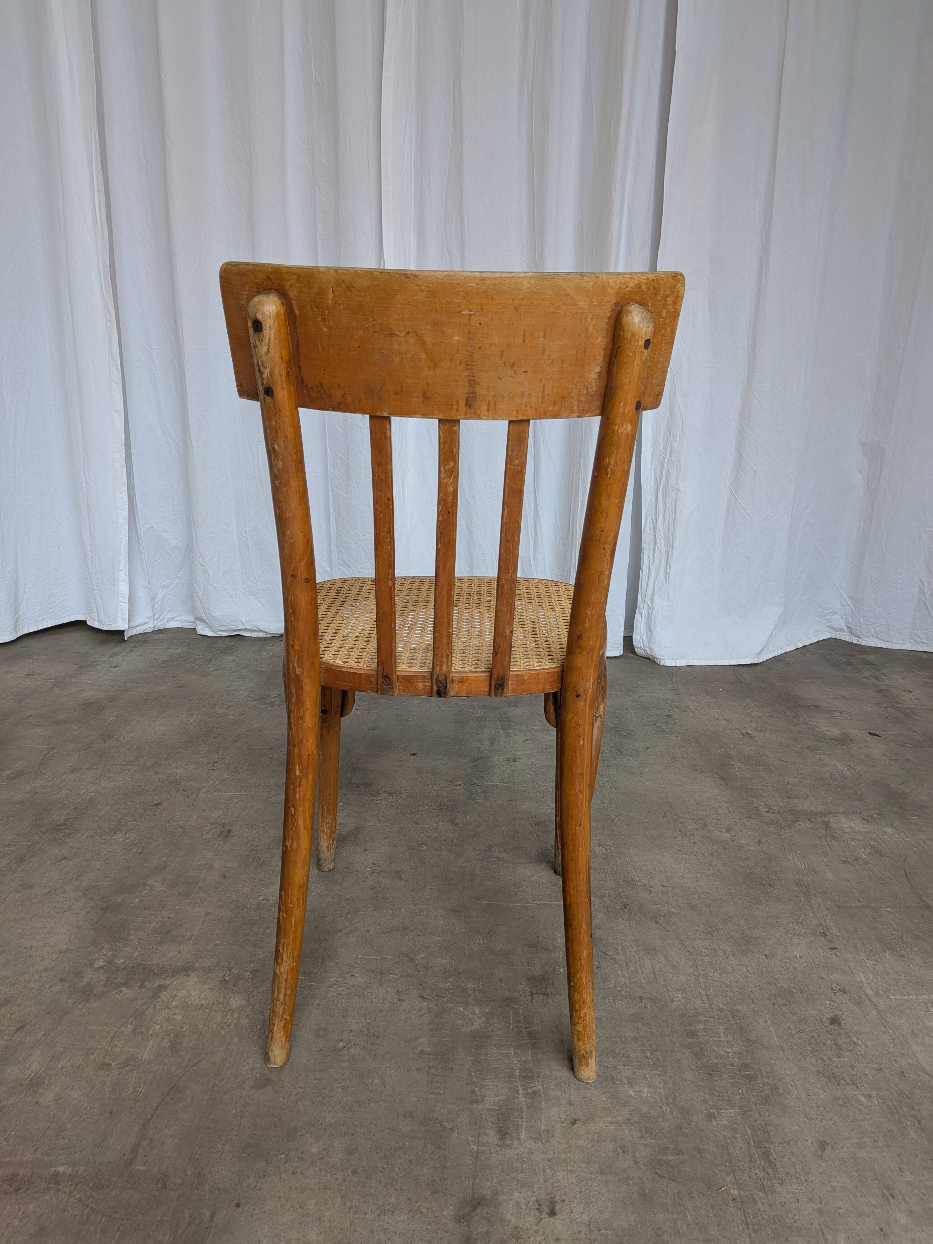 Vintage Cane Seat Dining Chair: 1970s Yugoslavia, Boho Interior