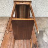 Old Table Appoint Wood Plateau Marqueté Star Feet Compass - Vintage Drawer