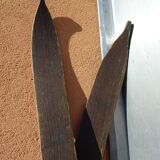Pair of wooden skis and poles for children