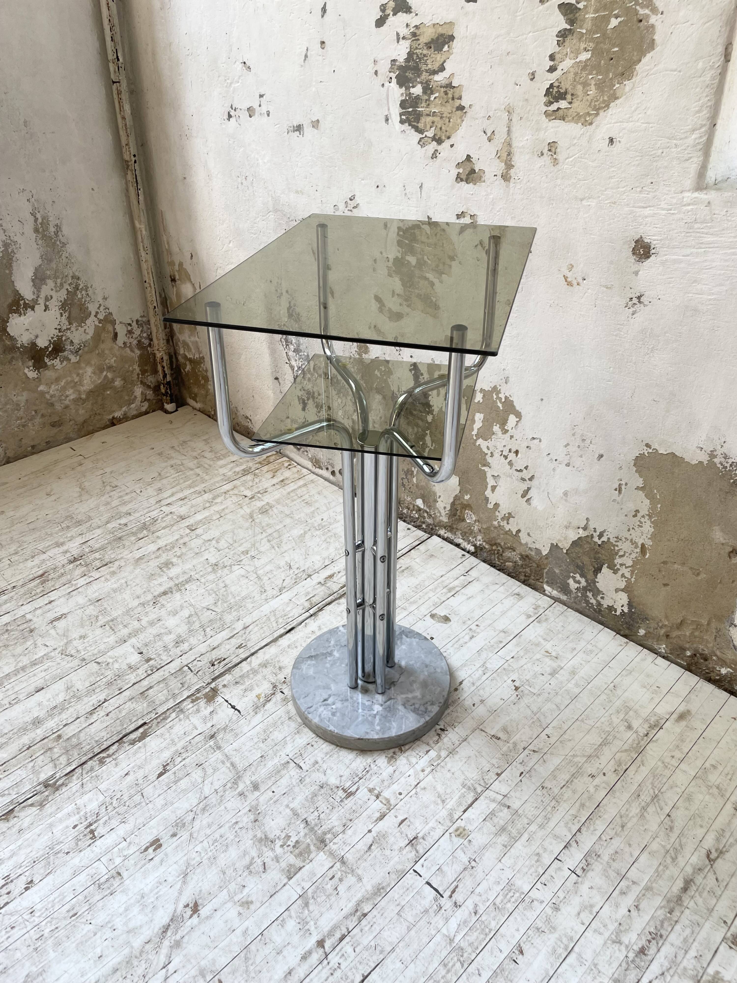 80s glass and marble console