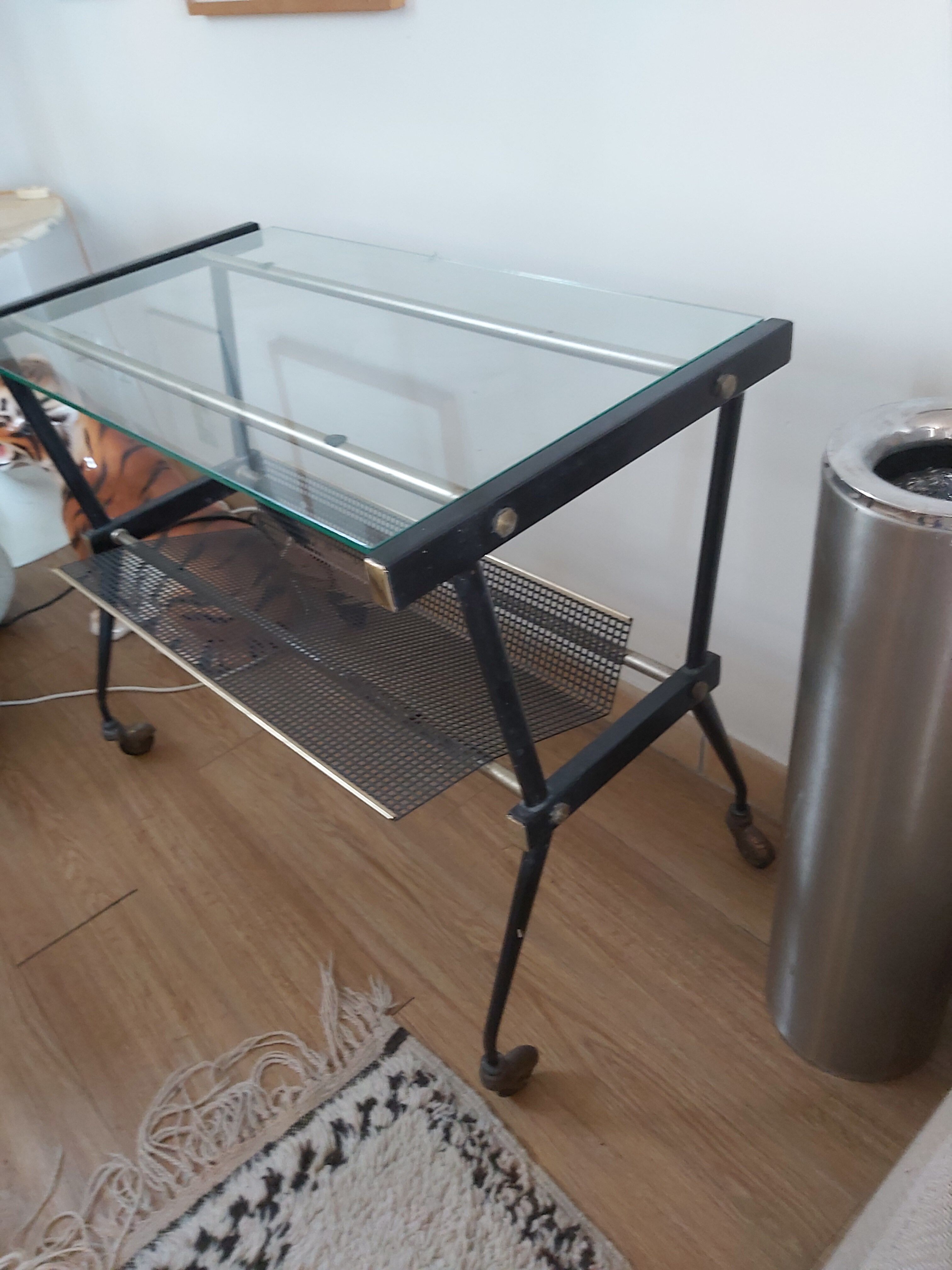 Metal and vintage brass dessert-console