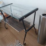 Desserte-console en métal et laiton vintage