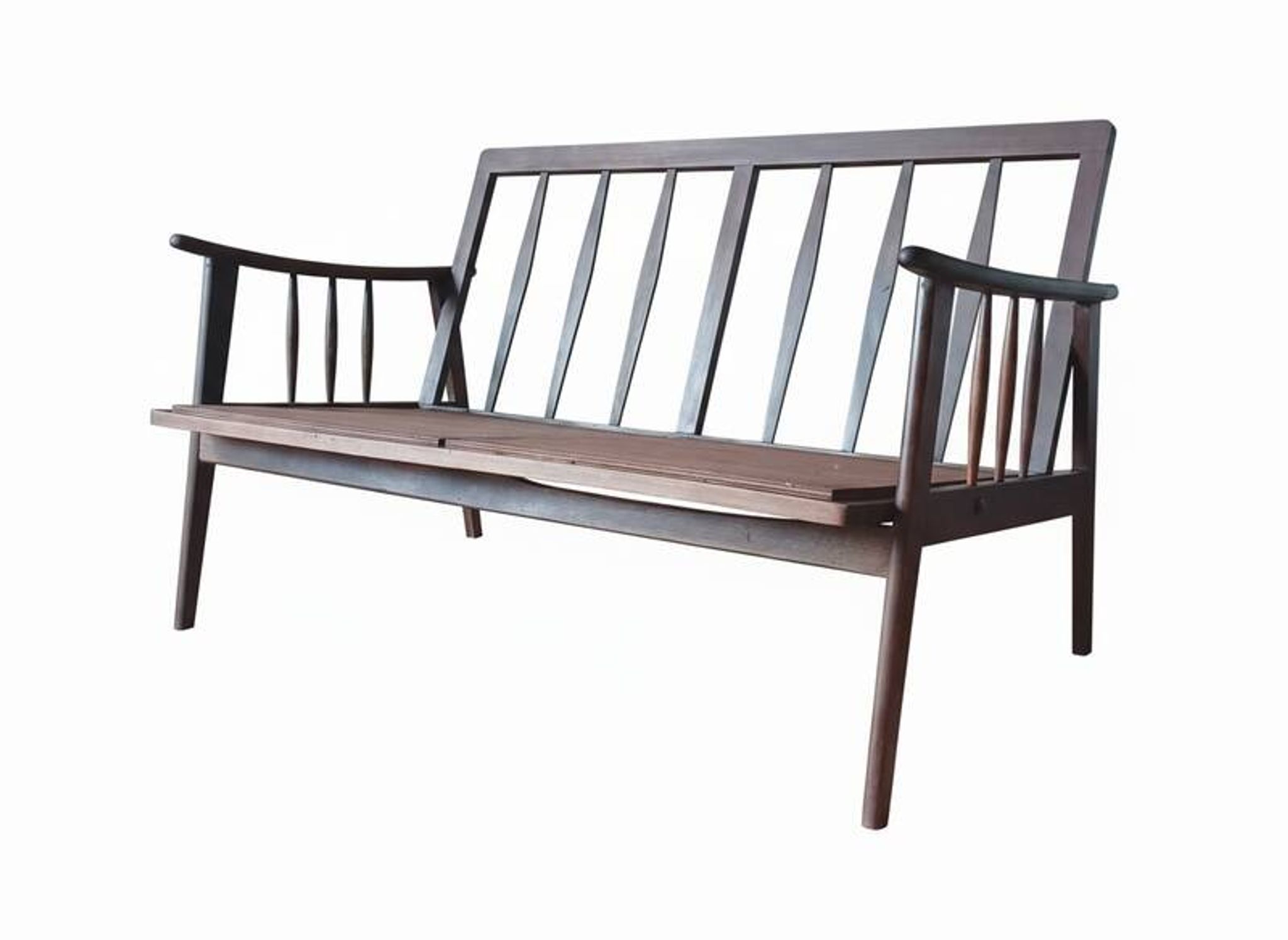 Vintage Scandinavian bench in solid beech from the 1950s with tapered legs.