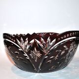 Saint-Louis Crystal Salad Bowl? Lined with Red Bordeaux Overlay Floral
