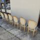 Set of 6 Louis XVI style chairs with antique patinated medallion