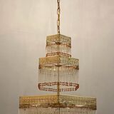 Italian Liberty Style Murano Glass Rod Chandelier, 1960s
