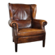 Dark wingback armchair made of sheep leather with stunning colors