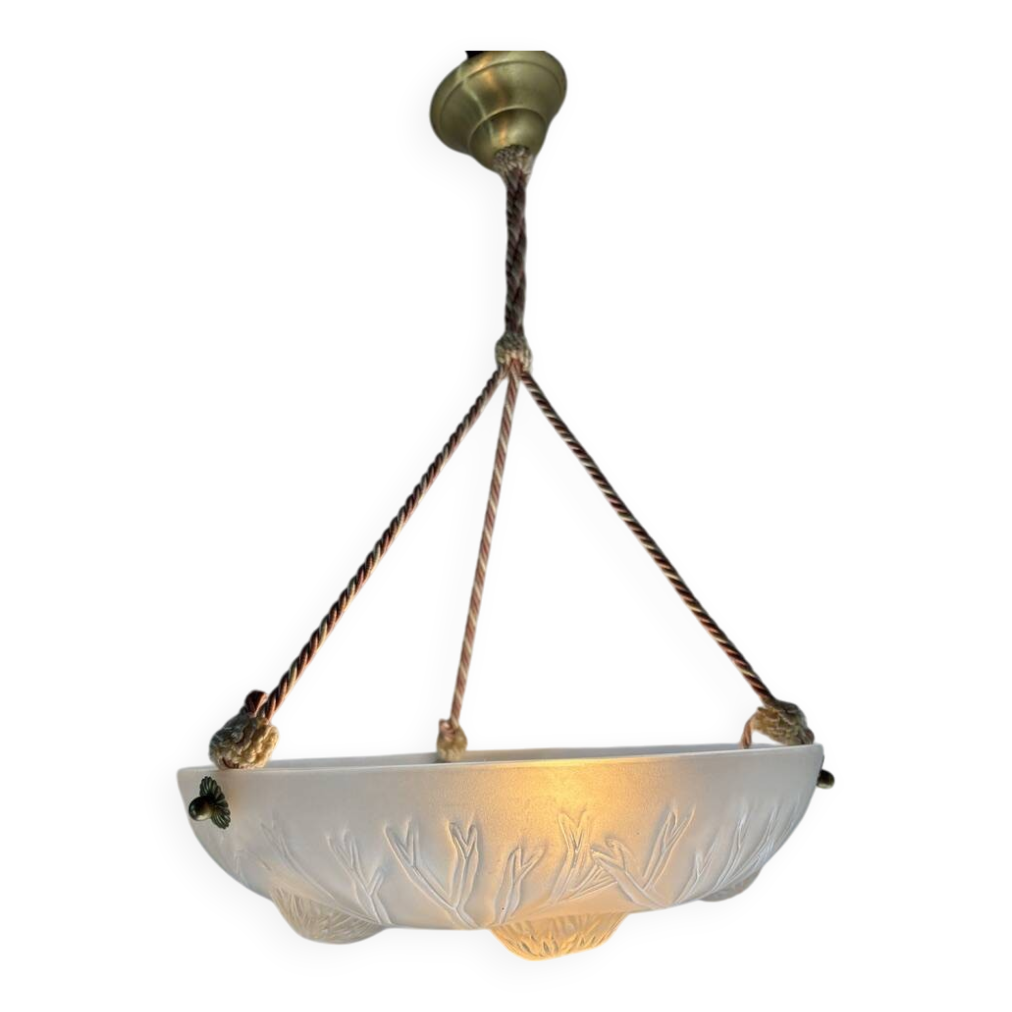 Sabino art deco basin ceiling light signed 1930 France
