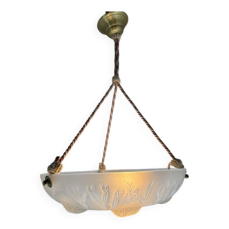 Sabino art deco basin ceiling light signed 1930 France