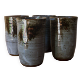 Set of 4 glazed stoneware mugs signed by Thierry and Chantal Robert.