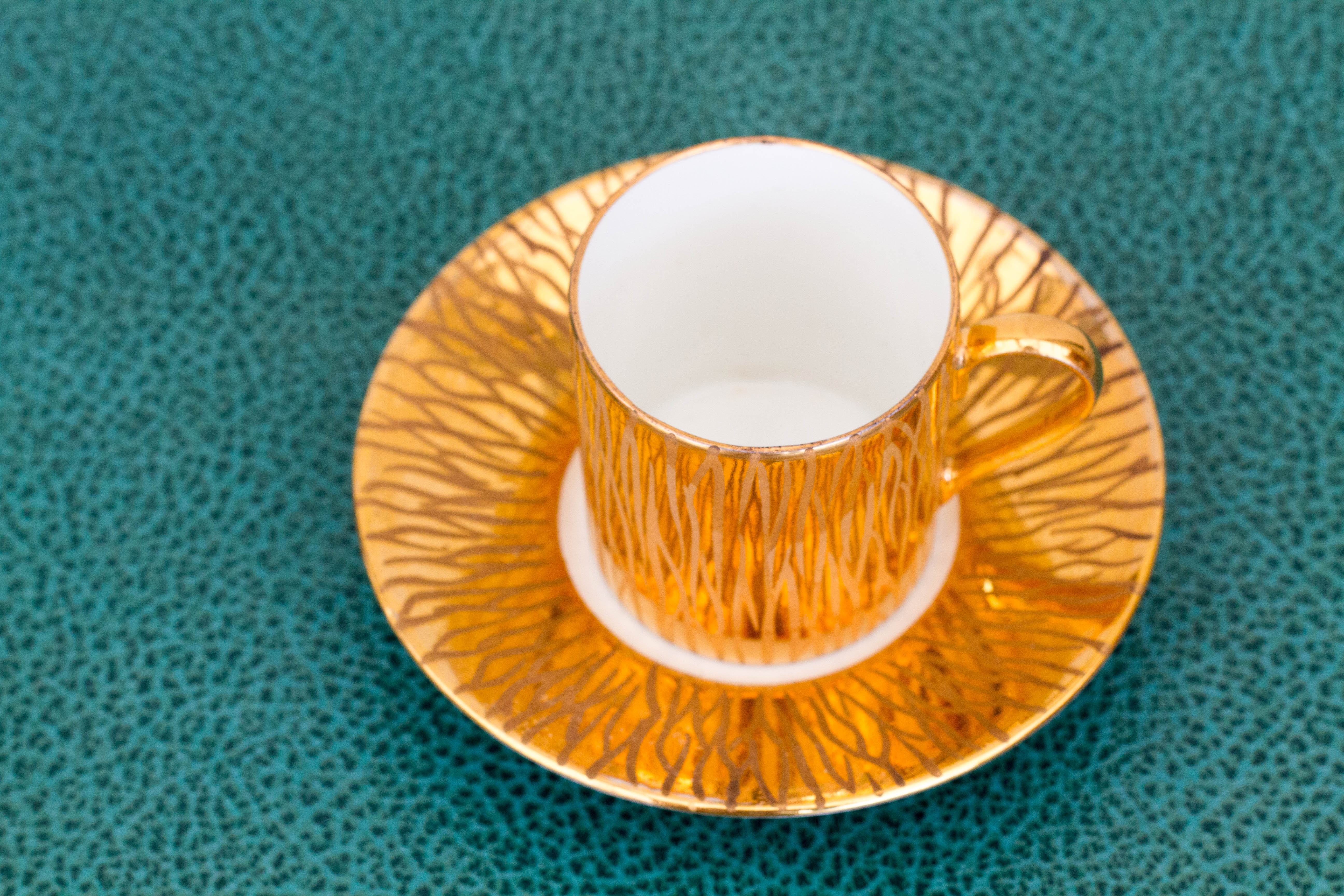 Gold plated tea/coffee cup and saucer set