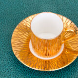 Ensemble tasse à thé / café et soucoupe plaqué or