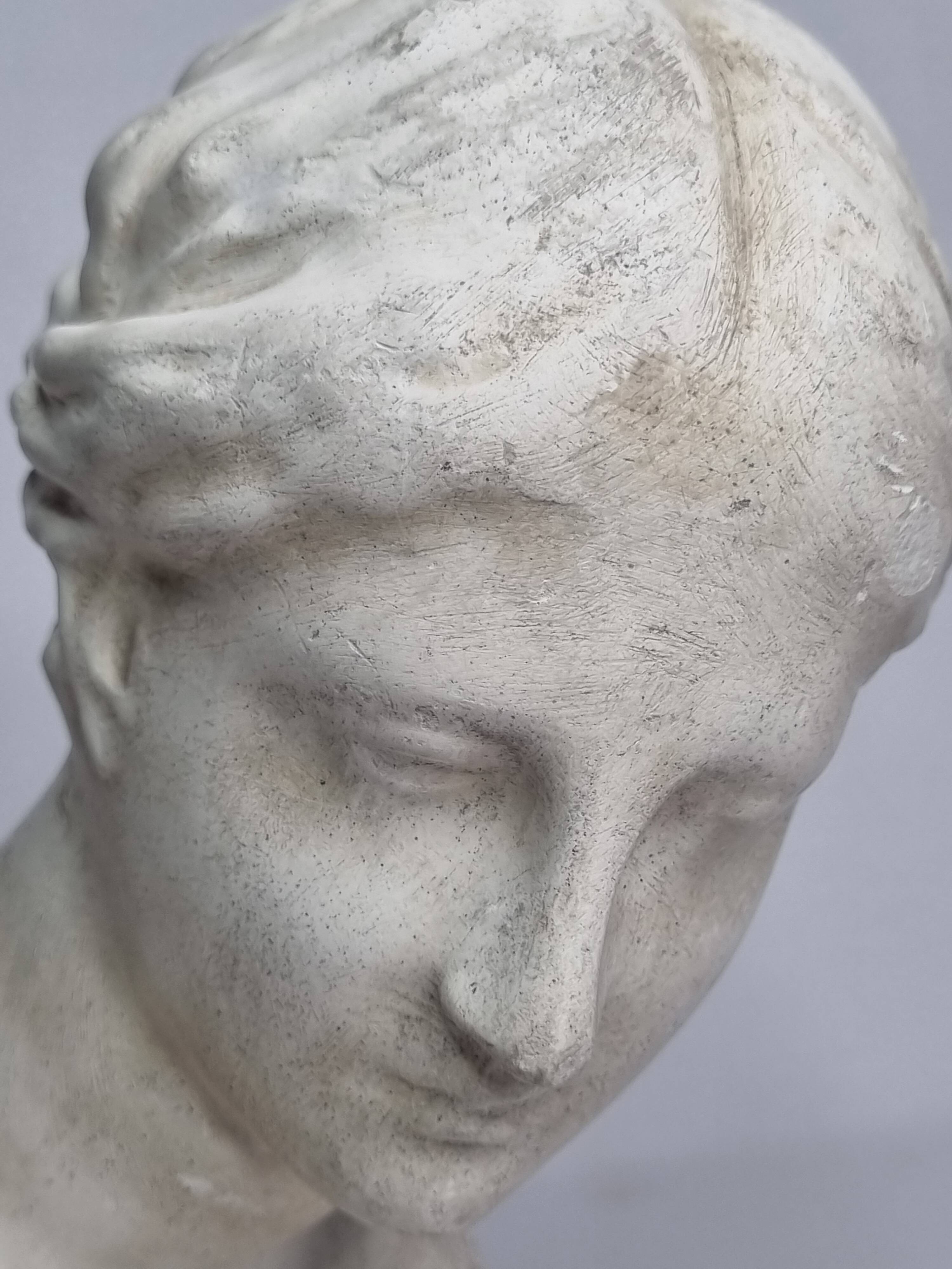Antique goddess bust in patinated plaster, old, 27 cm