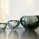 Ensemble de 3 vases en cristal Holmegaard en forme de cœur par Per Lutken