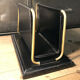 Vintage leather and brass office mail holder