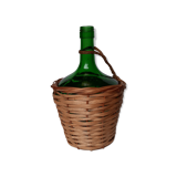 Demijohn green and wicker