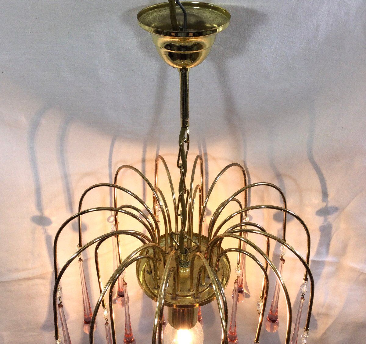 Murano chandelier pink crystal drops