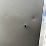 Metal kitchen cabinet, aluminum marshal's baton handles; 1950s