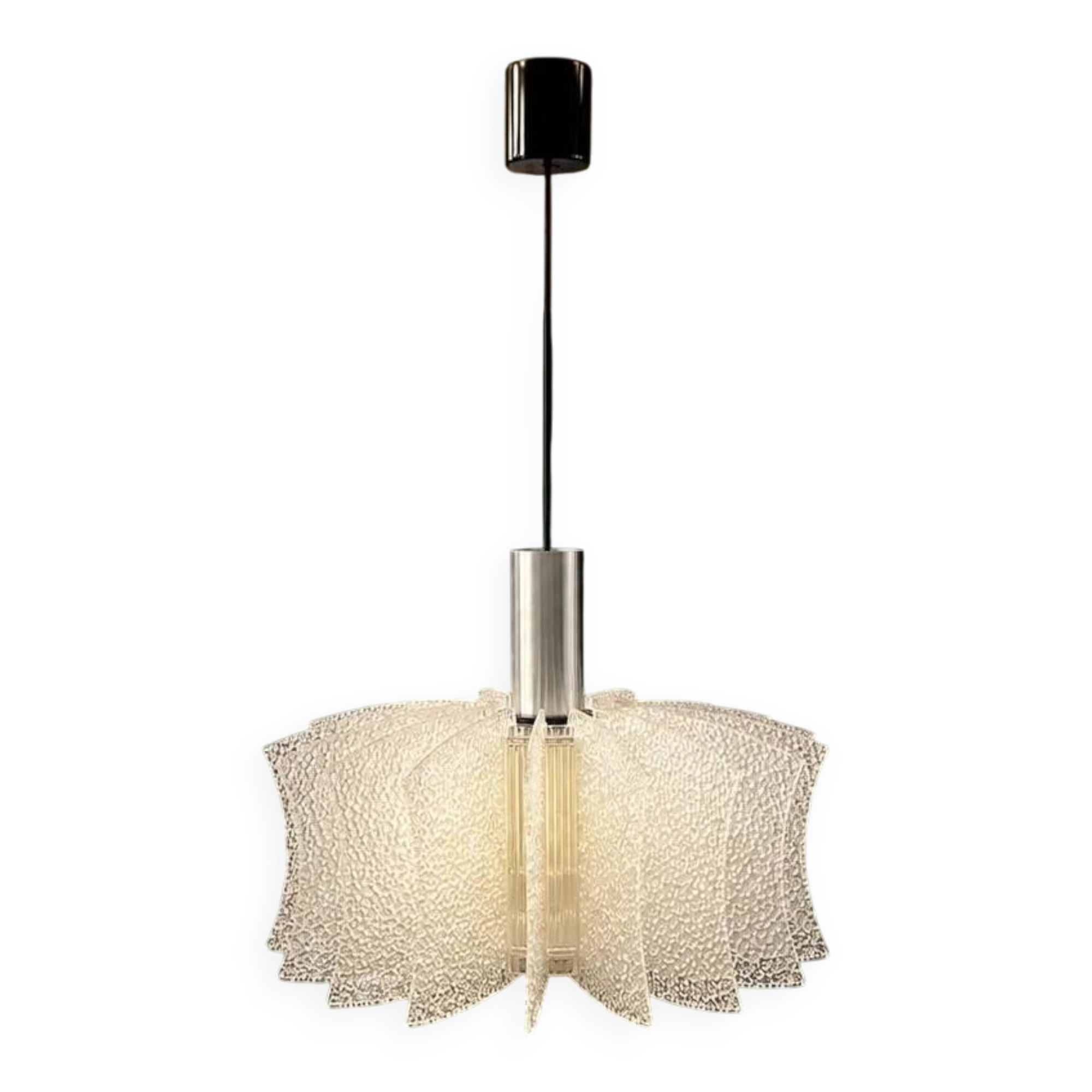 Suspension allemande Space Age en aluminium et plastique texturé – années 1970