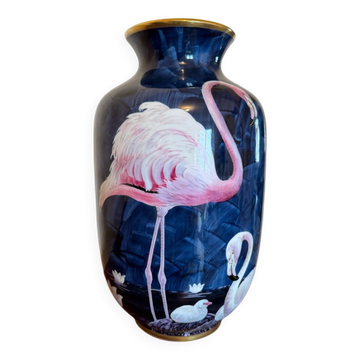 Limoges porcelain flamingo vase