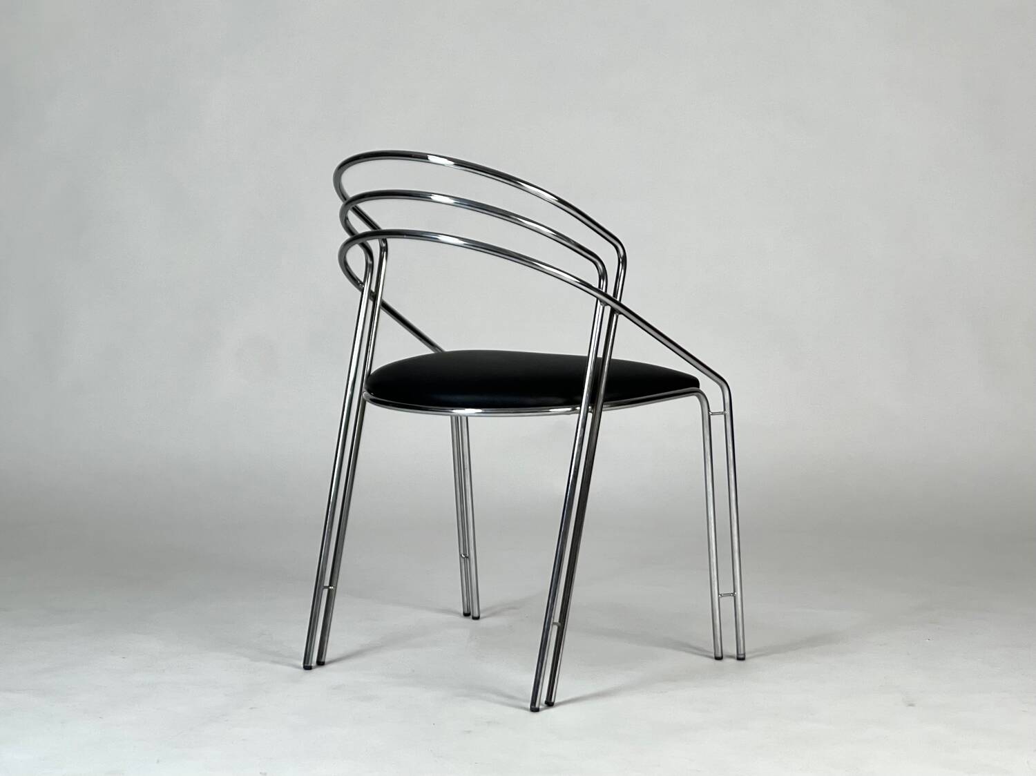 Vintage Chrome Chair Postmodern Italy 1980s