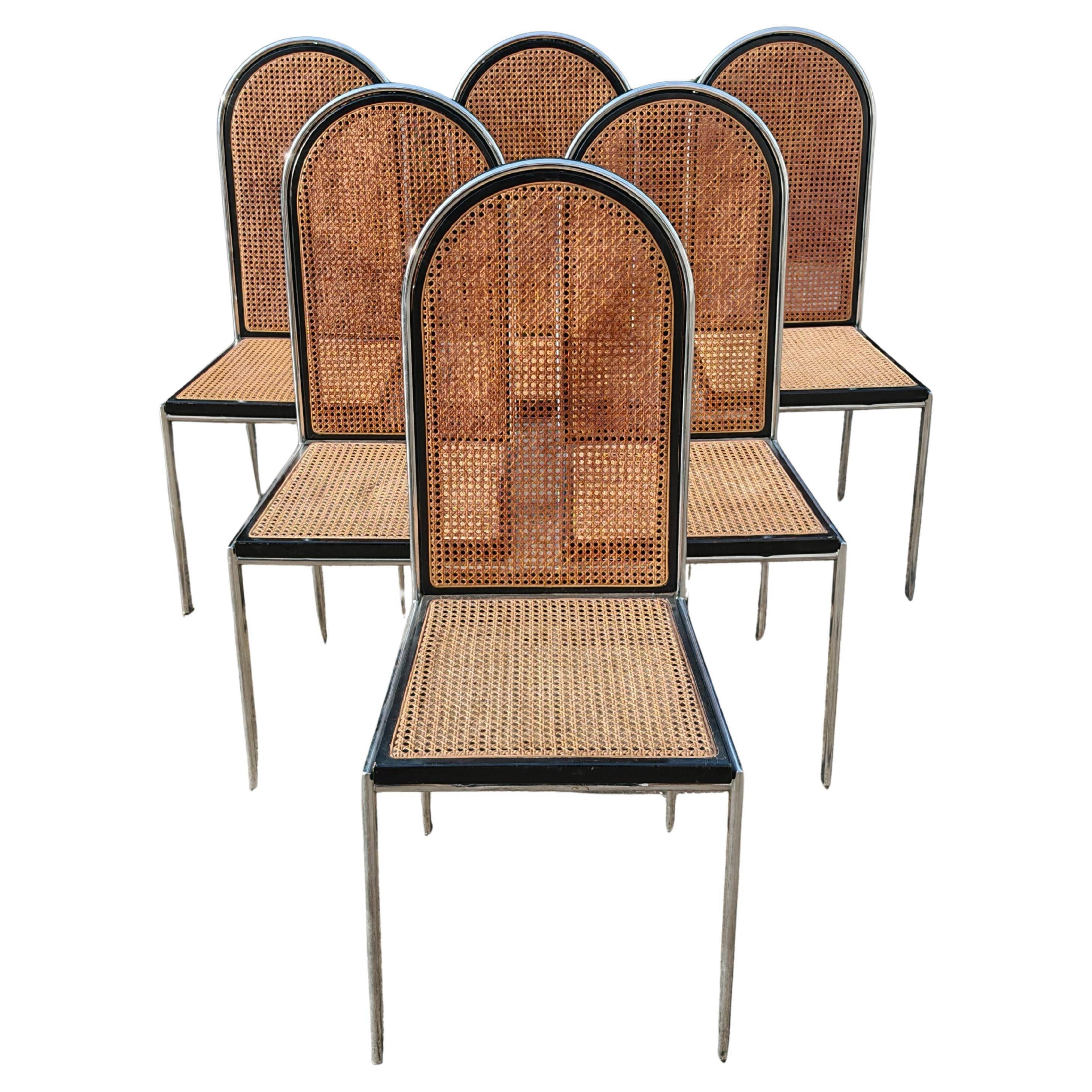 Chaises Bauhaus en hêtre et acier avec assises en cannage