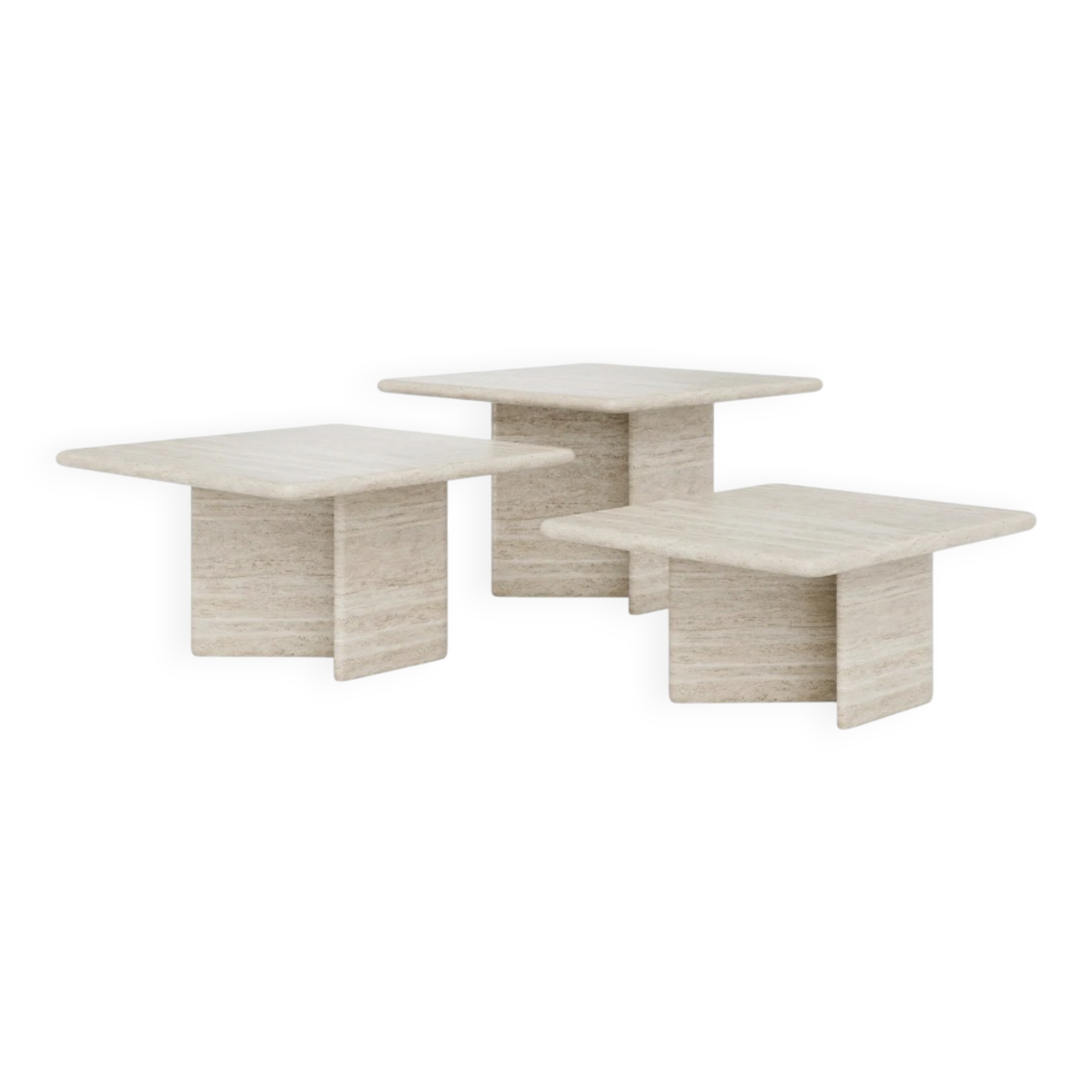Ensemble de tables basses empilables en travertin